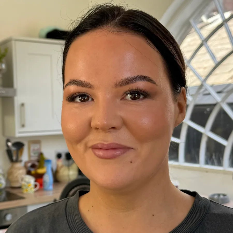 Soft glam makeup application by Lucy Mae, natural finish